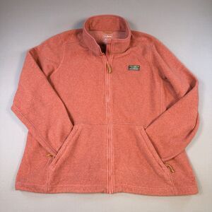 LL Bean Sweater Fleece Jacket Womens 2X Plus Peach Heather Full Zip Pockets